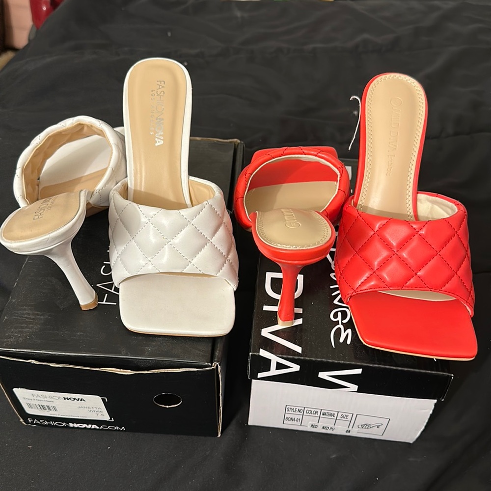 Fashion Nova Embossed Puffed Kitten Heels